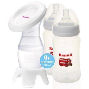Ramili Ручной молокоотсос MC200 с противоколиковой бутылочкой 240 мл 2 шт.