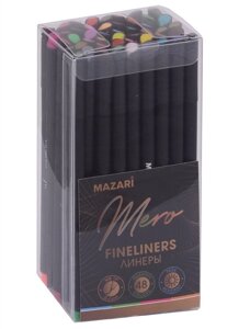 Ручки линеры 48цв MERO, 0,4мм, круглый корпус, MAZARI