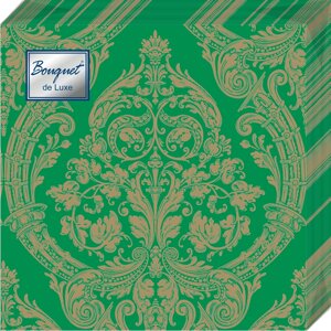 Салфетки Bouquet de luxe бумажные золото на зеленом 24х24 3сл 25л