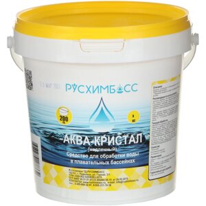 Средство для обработки воды в плавательных бассейнах Русхимбасс Аква-кристал (медленный), таблетки 200 гр, 3 кг