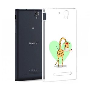 Чехол задняя-панель-накладка-бампер MyPads Влюбленный жираф 14 февраля для Sony Xperia C3/C3 Dual Sim противоударный