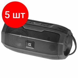Комплект 5 шт, Портативная колонка DEFENDER G36, 5Вт, Bluetooth, FM-тюнер, USB, черная, 65036