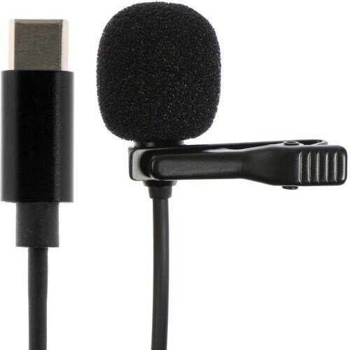Микрофон на прищепке G-104, 20-15000 Гц,34 дБ, 2.2 кОм, Type-C, 1.5 м, черный