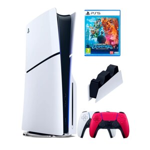 PS5 (ПС5) Игровая приставка Sony PlayStation 5 Slim disc + 2-й геймпад (красный) + зарядное + игра Minecraft