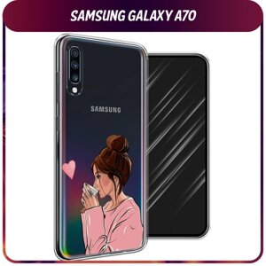 Силиконовый чехол на Samsung Galaxy A70 / Самсунг Галакси A70 "Приготовлено с любовью", прозрачный