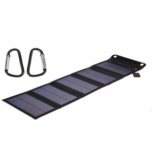 Солнечное зарядное устройство USB 15 Вт, 5 складных солнечных панелей, черное