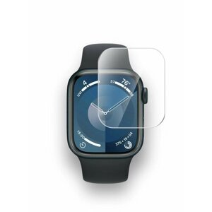 Защитная пленка на Apple Watch 9 (41 mm) (Эпл вотч 9 (41мм) на Экран, прозрачная гидрогелевая силиконовая клеевая основа полноклеевое, Miuko