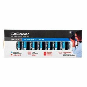 Батарейка GoPower FR6 AA BOX 10шт/уп Lithium 1.5V 10шт/уп, 1893686