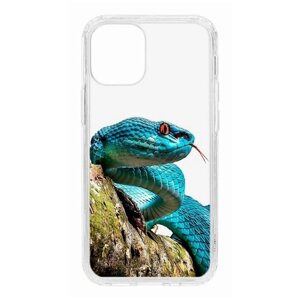 Чехол для iPhone 12 mini Kruche Print Змея, противоударная пластиковая накладка с рисунком, защитный силиконовый бампер с принтом и защитой камеры