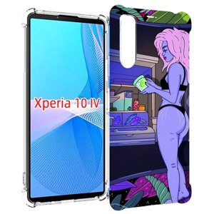 Чехол MyPads девушка любит покушать женский для Sony Xperia 10 IV (10-4) задняя-панель-накладка-бампер