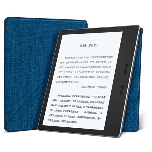 Чехол-обложка футляр MyPads для Amazon Kindle Oasis 2 (2017) 3G из водоотталкивающей ткани под джинсу синий