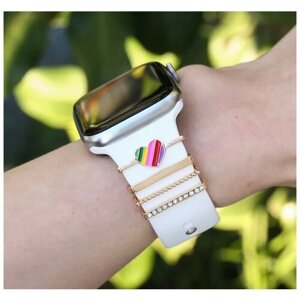 Подвески для ремешка Apple Watch/украшение для Apple Watch/силиконовый ремешок Apple Watch/шармы для ремешка Apple Watch/шармы для часов сердце