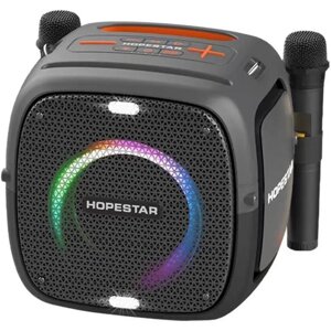 Портативная Беспроводная Bluetooth Колонка Hopestar Party One / Караоке Система / Беспроводные Микрофоны 2шт / Серая