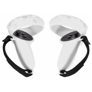 Противоскользящие силиконовые защитные чехлы для контроллеров Oculus Quest 2 (2 шт) - светло-серые