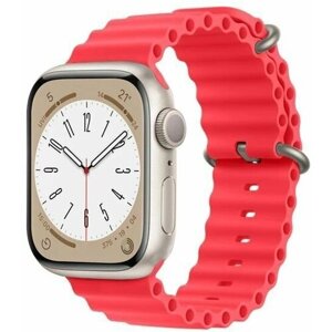 Силиконовый браслет Ocean Band для Apple Watch 38/40/41/Smart X7 mini/Smart GS8 mini / красный