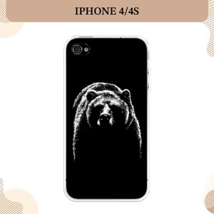 Силиконовый чехол "Медведь в ночи" на Apple iPhone 4/4S / Айфон 4/4s