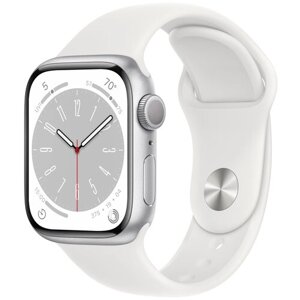 Умные часы Apple Watch Series 8 41 мм Aluminium Case GPS, silver/white Sport Band