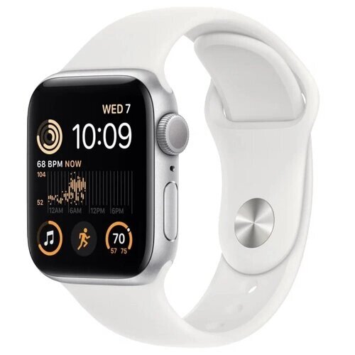 Умные часы Apple Watch Series SE Gen 2 44 мм Aluminium Case GPS, silver/white Sport Band