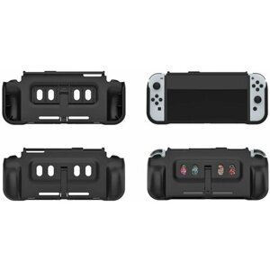 Защитный чехол из полиуретана с подставкой и отсеками для картриджей для Nintendo Switch OLED Protective Case DOBE TNS-1179 черный кейс