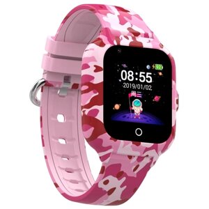 Детские смарт часы-телефон KT22s милитари Wonlex с GPS, видеозвонком, виброзвонком, камерой и 4G. Умные часы для детей Smart Baby Watch. Розовые