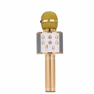 Микрофон-караоке / Микрофон-колонка/ Караоке беспроводной Детский микрофон с Bluetooth колонка золотой