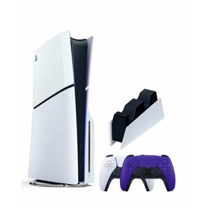 Приставка Sony Playstation 5 slim 1 Tb+2-ой геймпад (пурпурный)+зарядное