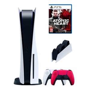 PS5 (ПС5) Игровая приставка Sony PlayStation 5 ( 3-я ревизия) + 2-й геймпад (красный) + зарядное +Anomig Heat
