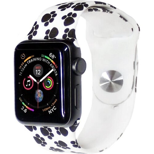 Ремешок (силиконовый) для часов Apple Watch 42/44/45/49 mm/размер L, черные лапы на белом