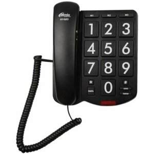 RITMIX RT-520 black Телефон проводной[повтор. набор, регулировка уровня громкости, световая индикац]