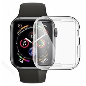 Силиконовый защитный чехол (кейс) Apple Watch Series 1 2 3 (Эпл Вотч) 42 мм для экрана/дисплея и корпуса противоударный бампер мягкий прозрачный
