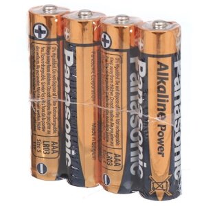 Батарейка Panasonic, ААА (LR03, R3), Alkaline Power, алкалиновая, 1.5 В, спайка, 4 шт