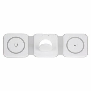 Беспроводное зарядное устройство 3 в 1 A07, 15 W, поддержка MagSafe, складная, белая