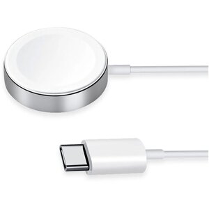 Беспроводное зарядное устройство с магнитным креплением для зарядки Умных Смарт часов Apple Watch 1, 2, 3, 4, 5, 6 Seies и SE (Эппл вотч) с подключением USB-C / Type-C / Магнитная зарядка (кабель) / QI iWatch magnetic