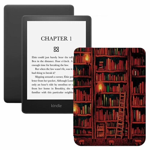 Электронная книга Amazon Kindle PaperWhite 2021 16Gb black Ad-Supported с обложкой ReaderONE PaperWhite 2021 Library