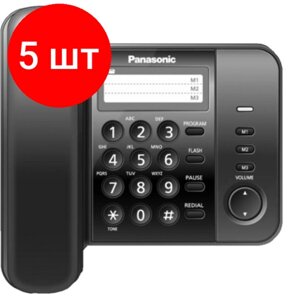 Комплект 5 штук, Телефон проводной Panasonic KX-TS2352RUB чер (KX-TS2352RUB)