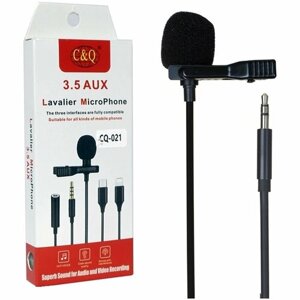 Микрофон петличный CQ021 jack 3.5 - черный