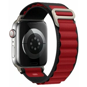 Нейлоновый браслет Alpine Loop (Альпийская петля) для смарт часов Apple Watch 42/44/45/49 mm/ черно-бордовый