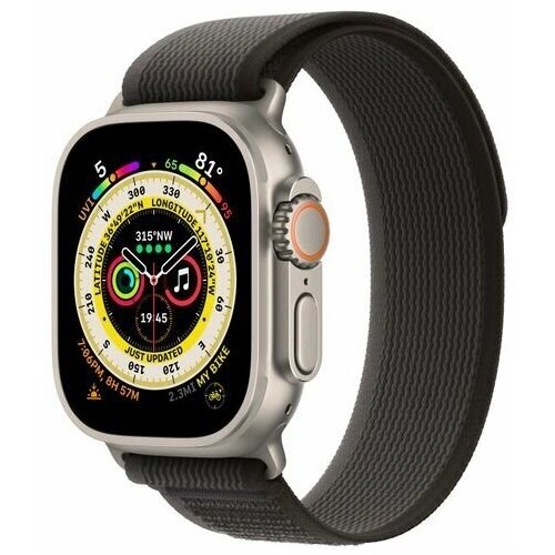 Нейлоновый тканевый ремешок "Trail Loop" для Apple Watch Series 1-8 и Ultra - 42/44/45/49 мм (эпл вотч), черный-серый