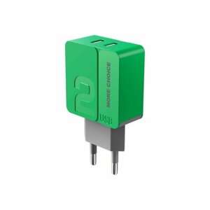 Сетевое зарядное устройство More choice NC46, 2 USB, 2.4 А, зеленый