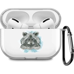 Силиконовый чехол для наушников Airpods Pro 2 "Енот в голубом облаке"