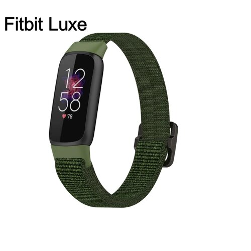 Сменный, тканевый ремешок-браслет MyPads Di Tessuto для умных смарт-часов Fitbit Luxe из прочного, плотного, качественного нейлона с пряжкой, зеленый.