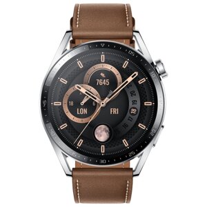 Умные часы HUAWEI Watch GT 3 Classic 46 мм 46 мм GPS RU, коричневый/серебристый