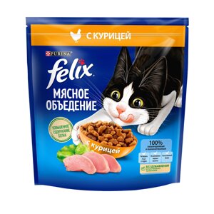 Felix Мясное объедение сухой корм для взрослых кошек с курицей, 1,3 кг