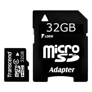 Карта памяти microSD (10класс) 32Gb, с переходником SD для VD 8000