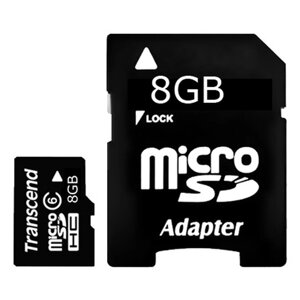Карта памяти microSD (HC) 8Gb, с переходником SD