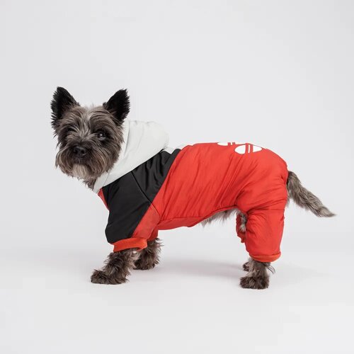 Petmax Комбинезон с капюшоном для собак, 2XL, красно-черный