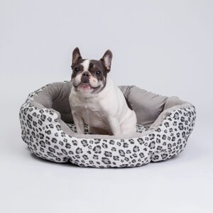 Petmax Лежак для собак и кошек Леопард, 70х60 см, серый