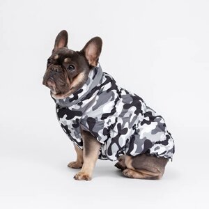 Rurri Куртка на молнии для собак породы французский бульдог, размер 5, черно-белый камуфляж