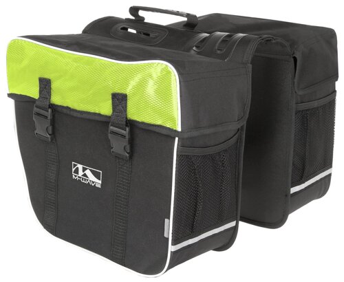 Велосипедная сумка "штаны" M-WAVE, на багажник "2в1", V=30л, черно-зеленая, 5-122805