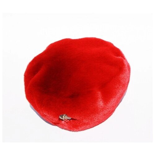Берет шлем Мария зимний, подкладка, размер 56 - 57, красный